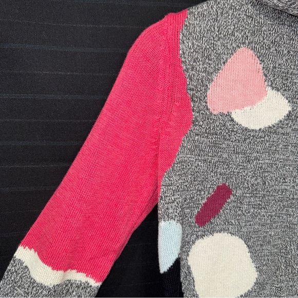 Nic + Zoe knit turtleneck sweater petite PP XS Gray Pink Black Abstract L/S - Picture 5 of 8